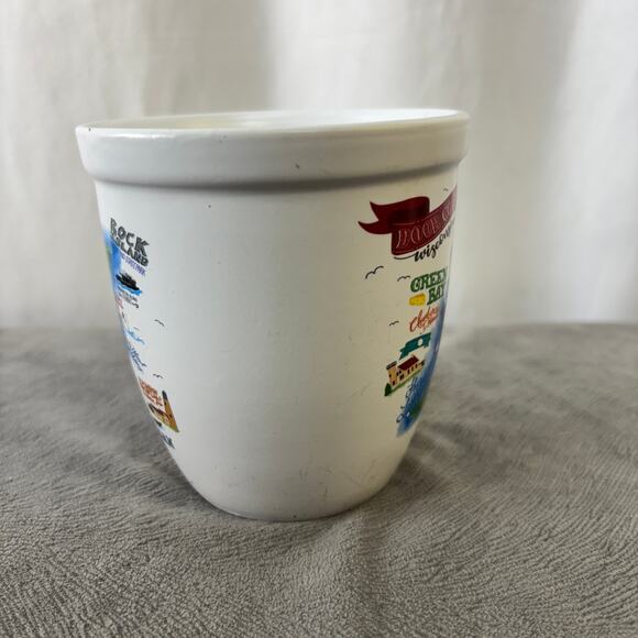 Door County Wisconsin Ceramic Mug Cup White Detailed Multicolor Peninsula Map - Picture 2 of 5